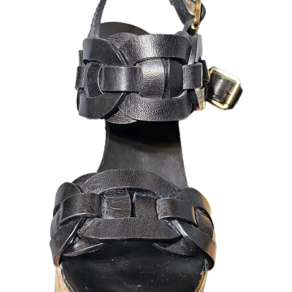 Tory Burch Shoes Womens Size 6 Black Cork Wedge Open Toe Sandals Shoes - Picture 12 of 12